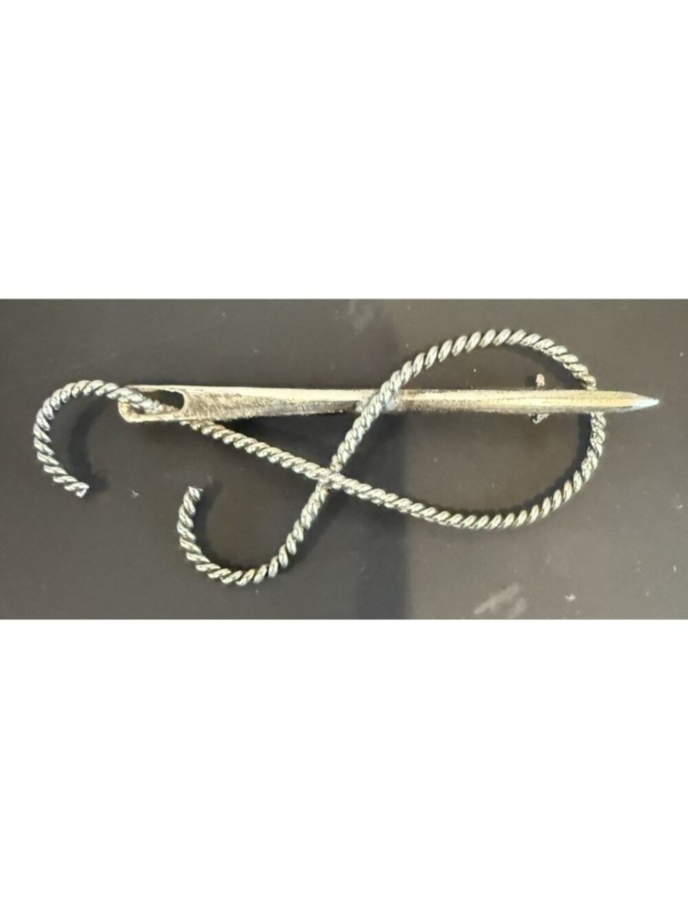Sterling Silver Brooch Sewing Needle & Thread 2 3/4” Vintage